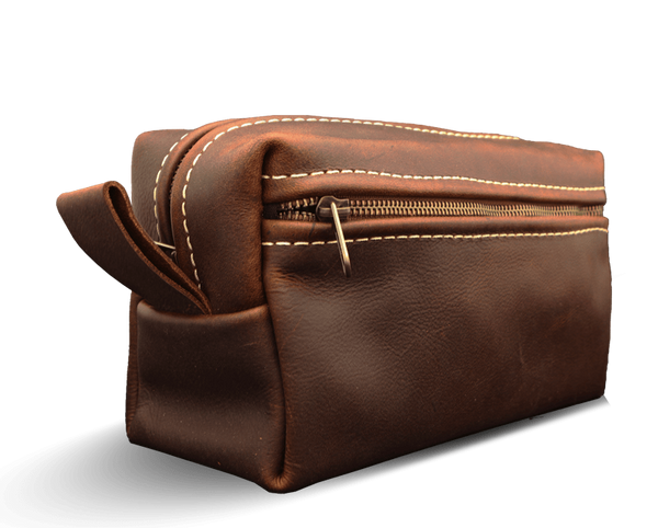 Cosmetic Bag - Cognac Classic Leather